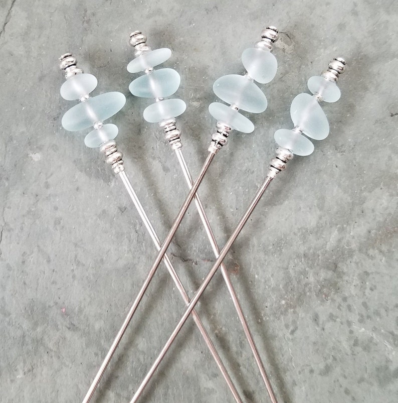 Stacked Frosted Glass Faux Beach Glass Cocktail Picks Etsy