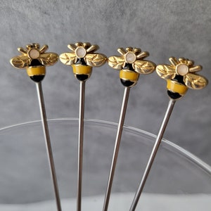 Honey Bee Martini Picks, Cocktail Picks, Appetizer Skewers, Home Bartender, Mixology, Food Grade Stainless Steel