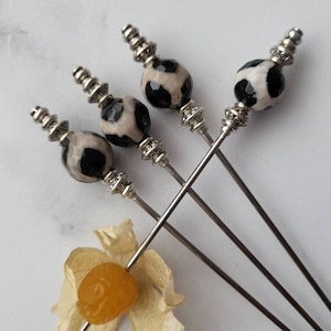 Faceted Tibetan Agate Martini Picks, Cocktail Picks, Appetizer or Dessert Skewers, Mixologist Garnish Pins, Food Grade Stainless Steel