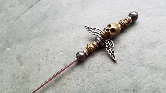 Individual Martini Pick, Cookie Scribe, Cake Tester, Cigar Nubber, Clay Artist Tool, Antique Brass Skull, Food Grade Stainless Steel