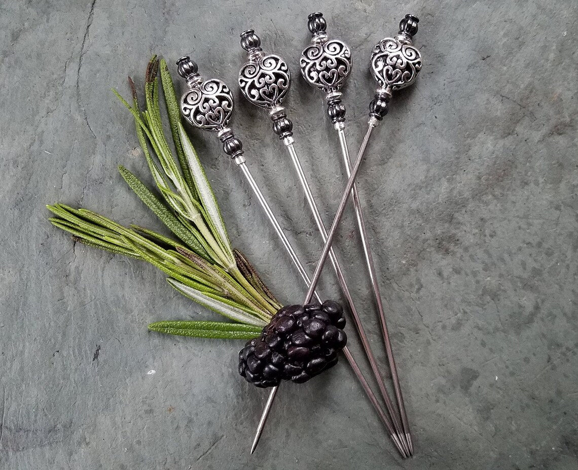 Filigree Heart Martini Picks Cocktail Garnish Picks Etsy