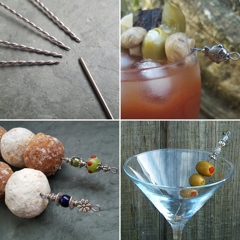 Fancy Lime & Aqua Lampwork Beaded Cake Tester Bakers Tool Etsy