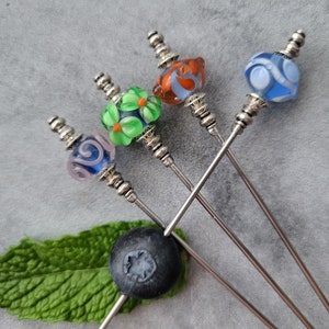 Martini Picks, Cocktail Picks, Jarcuterie Skewers, Home Bartender, Mixology, Artisan Lampwork, Food Grade Stainless Steel