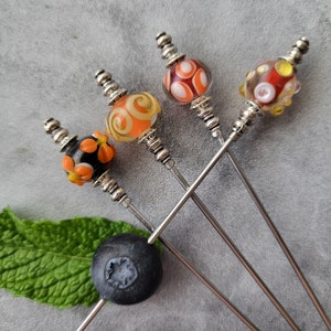 Martini Picks, Cocktail Picks, Jarcuterie Skewers, Home Bartender, Mixology, Artisan Lampwork, Food Grade Stainless Steel