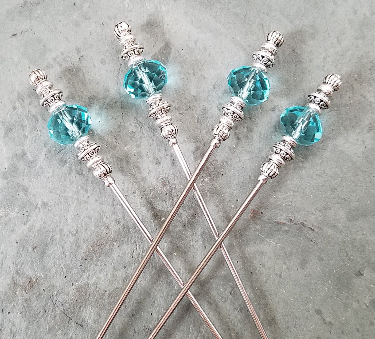 Aqua Blue Crystal Martini Picks Cocktail Picks Appetizer or Etsy