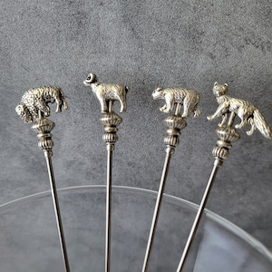 Silver Plated Yellowstone Animal Martini Picks, Cocktail Picks, Appetizer Skewer, Home Bar, Mixology, Food Grade Stainless Steel