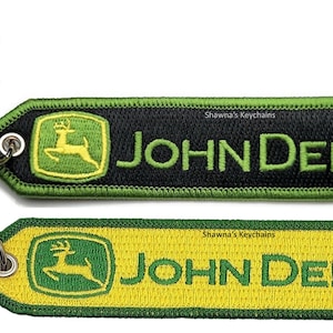 John Deere Keychain Patch Tractor Embroidered Fabric Acrylic | Farm Vehicle | Gift for Farmer | Tractor Driver | Construction Site Favor