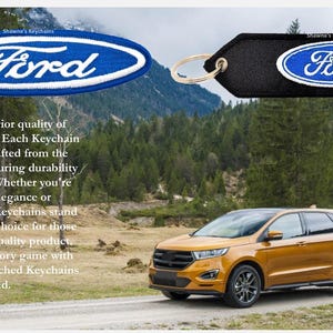 Ford Keychain Patch Luxury Handmade | Fabric Logo | Alcantara Keyring Lanyard | Car Accessories | Embroider Fabric Fob