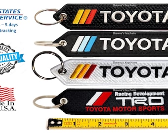 Toyota Keychain Patch Lanyard | Land Cruiser Key Ring | Heritage Stripes Keychain | FJ Cruiser Keychain | Toyota Truck Embroidered Fabric