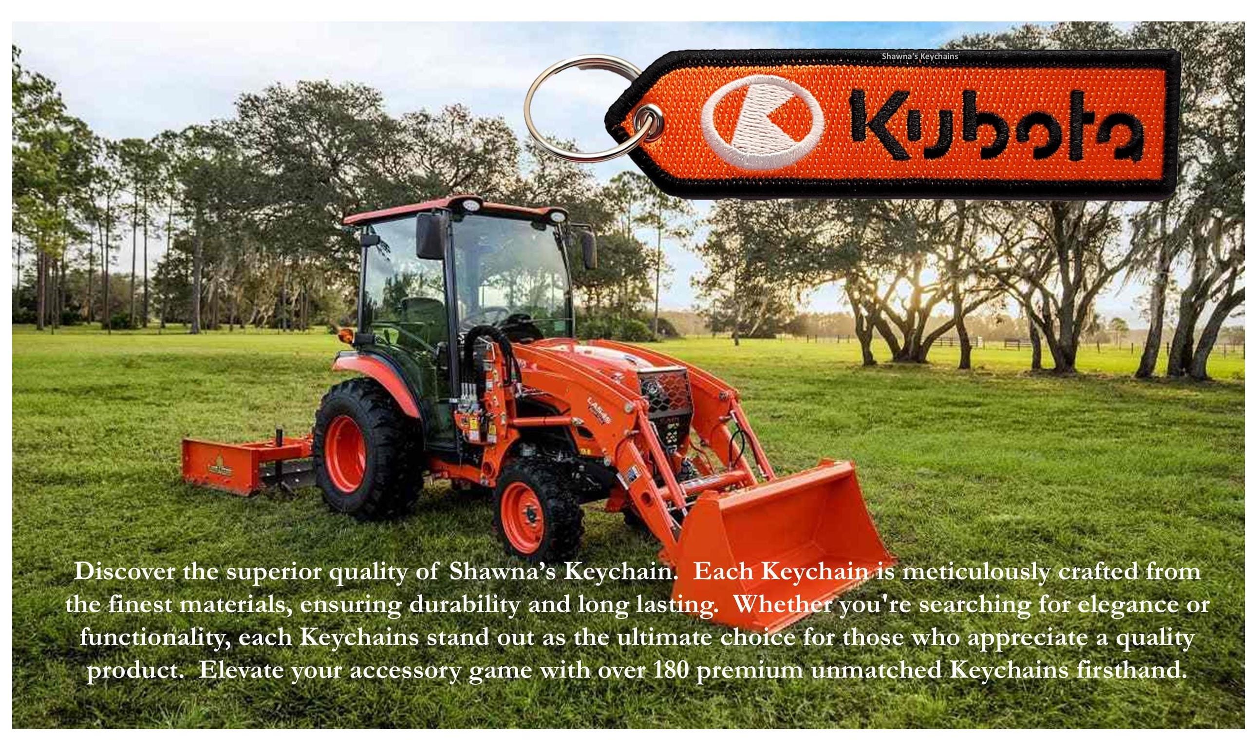 Kubota Tractor Keychain: Embroidered Fabric Keyring - Etsy