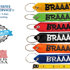 BRAAAP! Keychain Patch High-Quality Dirt Bike Embroidery | 2-Sided Fabric Key Fob |  Motocross With Nickel-Plated Keyring | Riders Keychain