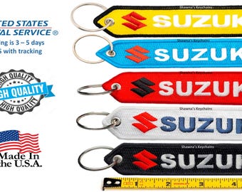 Suzuki-sleutelhangerpatch motorfiets geborduurd | Sleutelhanger racefiets | Sleutelhanger motorpatch | Duurzame tassenhouder | Jet Tag-sleutelhanger voor berijder