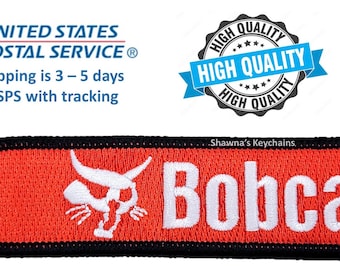 ボブキャット刺繍キーホルダー | 両面布製キーホルダー