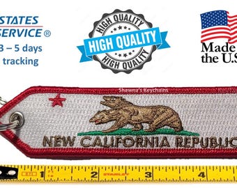 ニューカリフォルニア共和国キーホルダーパッチ｜NCR旗キーホルダー｜フォールアウトNCRキーリング｜終末世界アクセサリー｜ゲーマーコレクターギーク