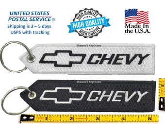 シボレー車キーチェーンパッチ | SUV キーチェーン | トラックキーチェーン | 高品質キーリング | 刺繍入り生地キーホルダー | シボレーアクセサリー