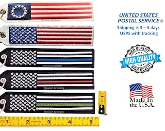アメリカ国旗キーホルダー | 刺繍入り愛国心あふれるキーリング