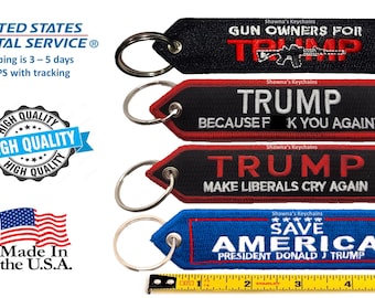 トランプ「アメリカを救え」キーホルダー：刺繍生地、両面