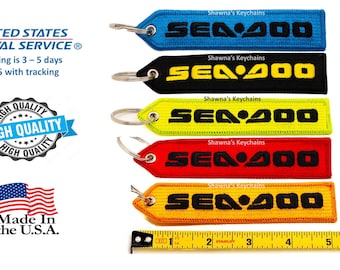 SEA-DOO キーチェーン 刺繍入り - 耐久性のあるニッケルメッキキーリング