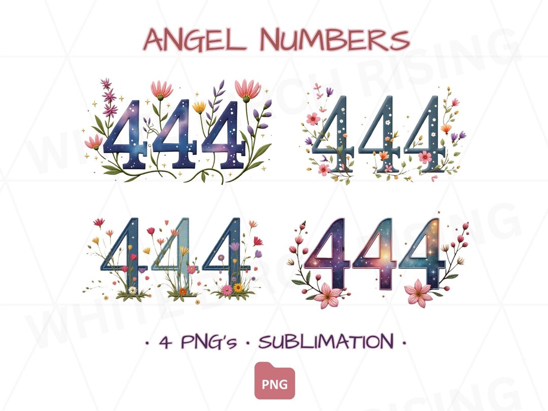 444 Angel Number Floral PNG Bundle - High Resolution Transparent ...