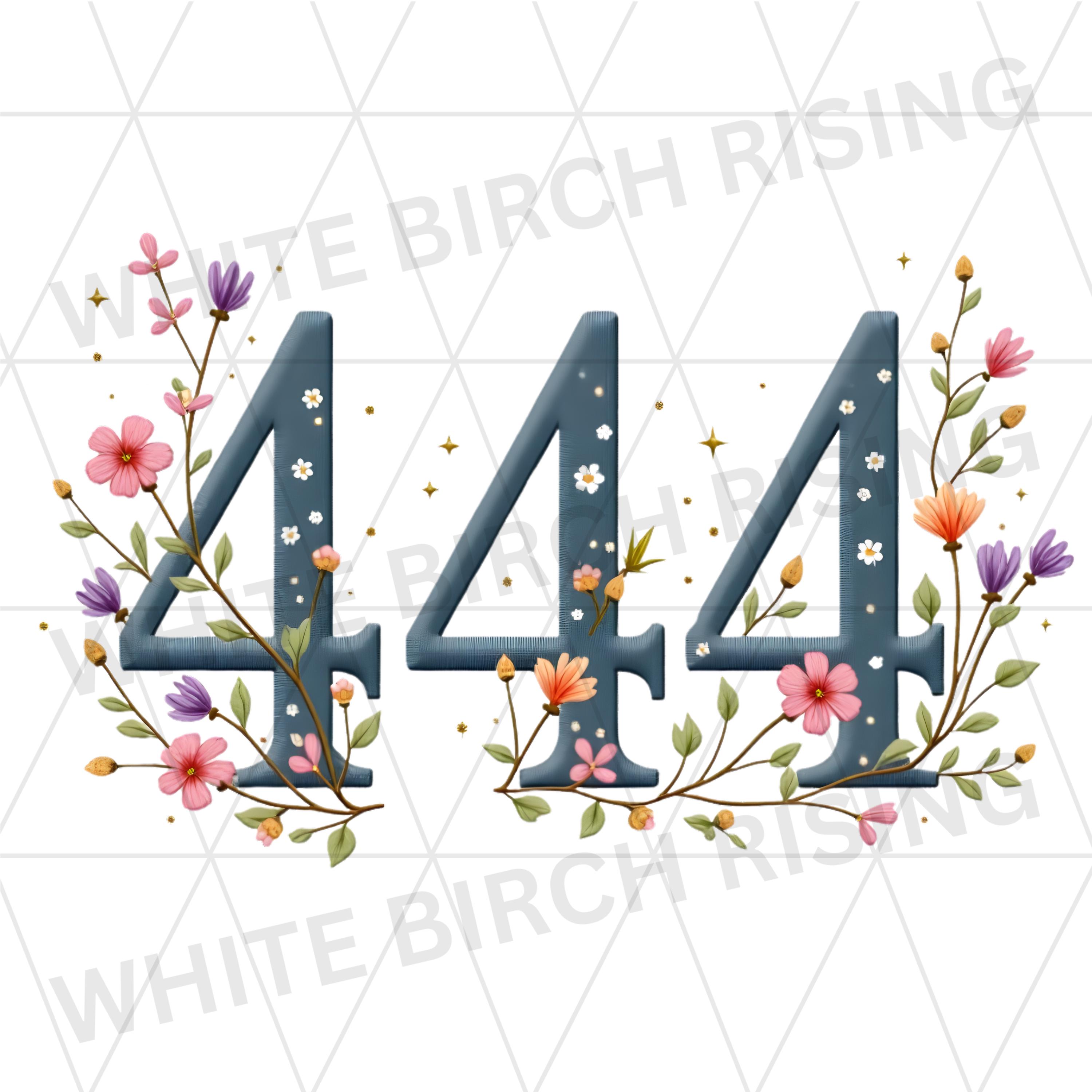 444 Graphics 444 Angel Number Floral PNG Bundle - High Resolution Transparent ...