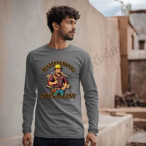 HAMMERING SPECIALIST Funny Carpenter Shirt Hilarious Tradesman Gift Construction Worker Christmas Present Carpenter Humor Tee Gift for HIM