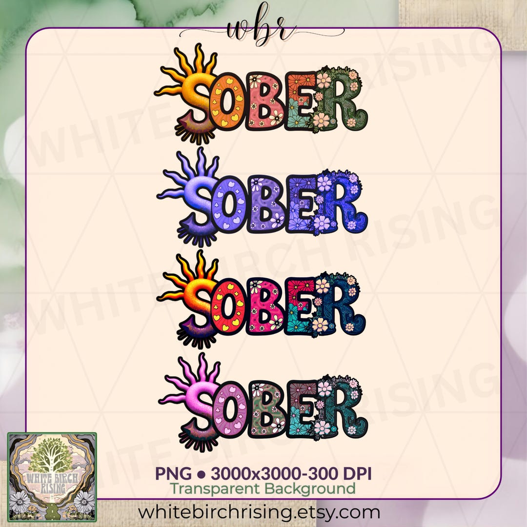 Sober PNG Bundle | Retro Groovy Sobriety Art (digital Download) - Etsy
