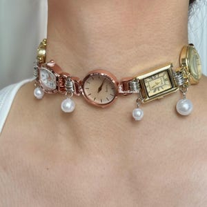 Punk Style Watch Faces Choker, Charm Watch Neckalce, Unisex watch choker, Whimsigoth Gothic Jewelry, Chain Neckalce,Y2K Necklace,Unique gift