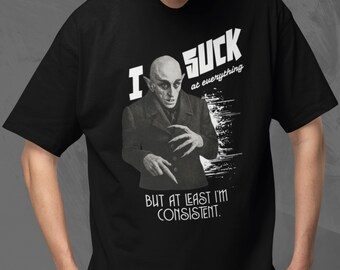Vampire Shirt Oversized Boxy Tee Irony Shirt Consistency Joke T-Shirt Self-Critical Gift