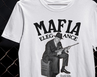 Maglietta Mafia Elegance, maglietta gangster vintage, stile boss mafioso