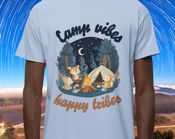 Camp Vibes Happy Tribes Camping Shirt Outdoor T-Shirt Gift For Campers Campfire Life Tee