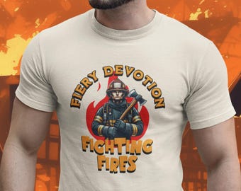 Firefighter Shirt Retro T-Shirt Gift For Firefighters Fiery Devotion Fighting Fires