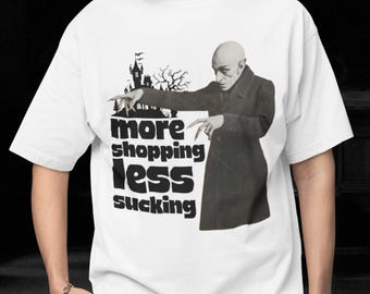 Vampyrskjorta överdimensionerad boxig t-shirt shoppingskämt detaljhandelsterapi t-shirt butik älskare gåva