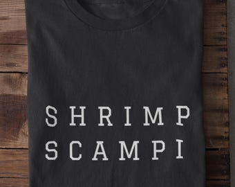 Camiseta de camarones al ajillo, comida italiana de mariscos, regalo para amantes de los mariscos, camiseta con mantequilla de ajo