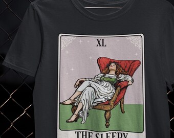 The Sleepy Tarot Card Tarot Shirt Tired Humor T-Shirt Exhausted Gift Funny Tarot Tee