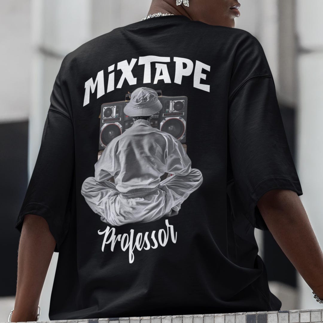 Mixtape Professor Oversized Boxy Tee Rap Cassette Shirt Timeless