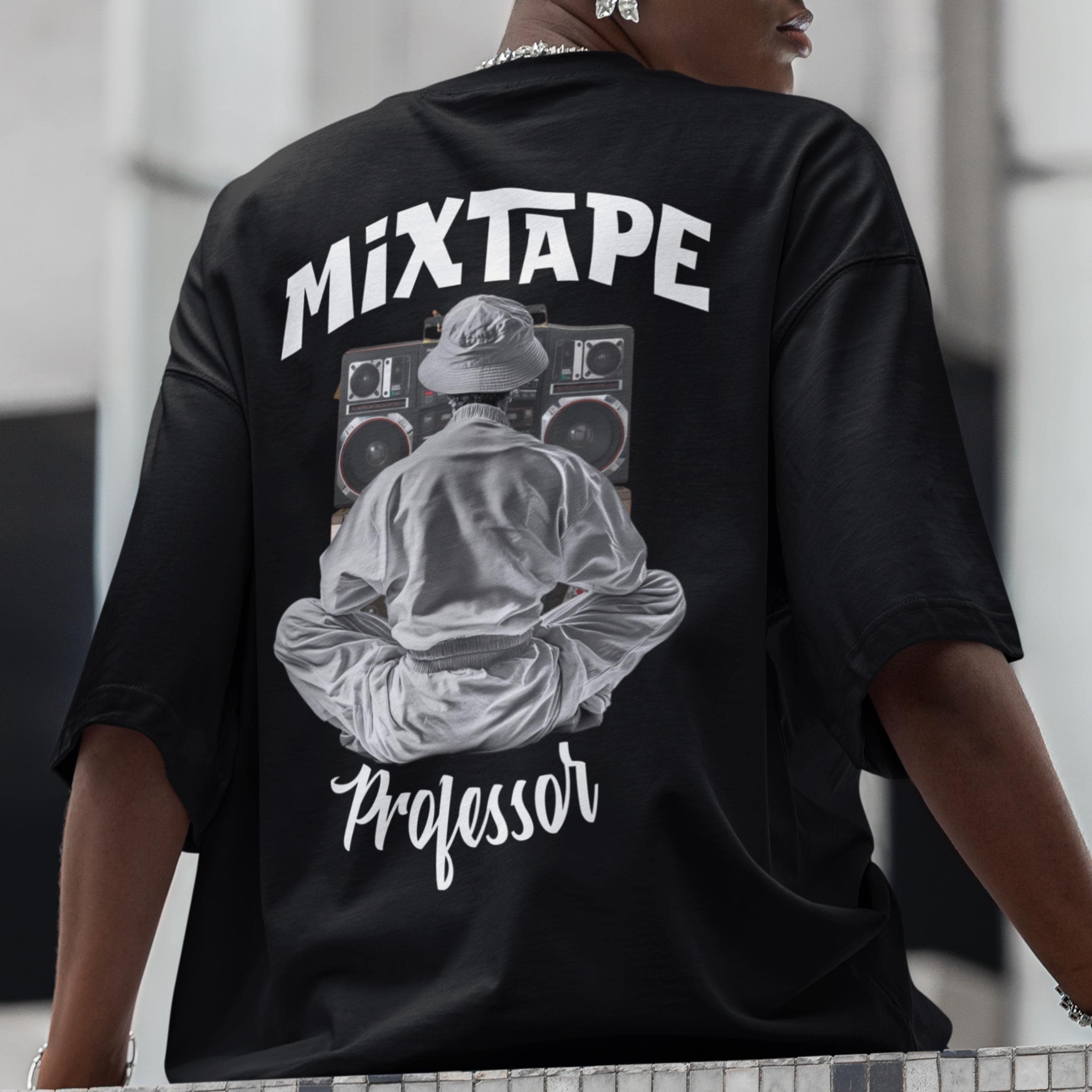 Mixtape Professor Oversized Boxy Tee Rap Cassette Shirt Timeless