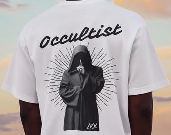 Maglietta oversize squadrata occultista, maglietta magica thelemica, maglietta con simbolo esoterico, regalo di arti arcane