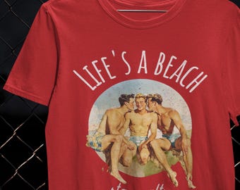 Life’s A Beach Rainbow Shirt Sarcastic T-Shirt LGBTQ Gift Tropical Vacation Tee