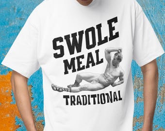 Swole Mahlzeit Traditionell Übergroßes Boxy T-Shirt Gym Bro Shirt Moderner Heber T-Shirt Bodybuilder Humor Geschenk