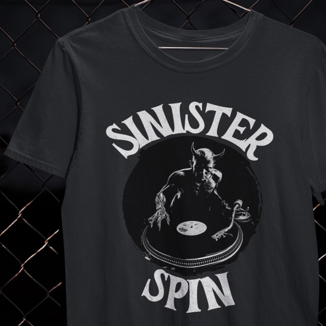 Sinister Spin DJ Shirt Vinyl Demon T-shirt Hip Hop DJ Gift
