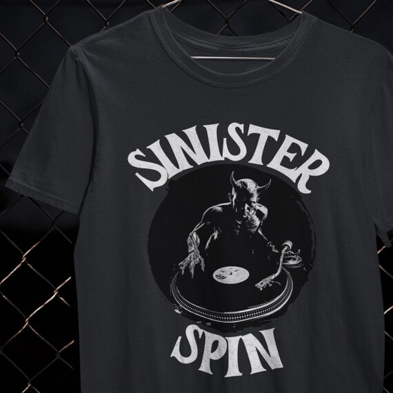 Sinister Spin DJ Shirt Vinyl Demon T-shirt Hip Hop DJ Gift