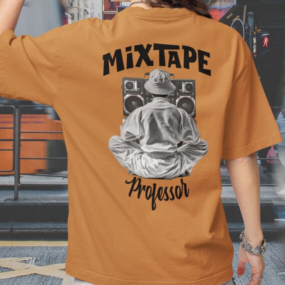 Mixtape Professor Oversized Boxy Tee Rap Cassette Shirt Timeless