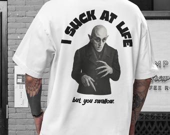 Vampyrskjorta överdimensionerad boxig t-shirt chock humor konfrontation t-shirt utekväll present