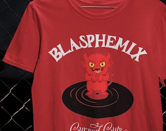 Blasphemix DJシャツ ビニールデーモンTシャツ ヒップホップDJギフト スクラッチマスターTシャツ