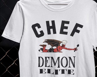 Chef-kok demon eliteshirt vintage T-shirt chef-kok cadeau culinair professioneel shirt