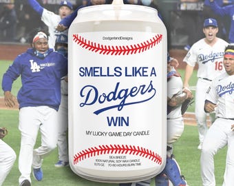 Dodgers Win Scented Soy Candle, Baseball Fan Gift