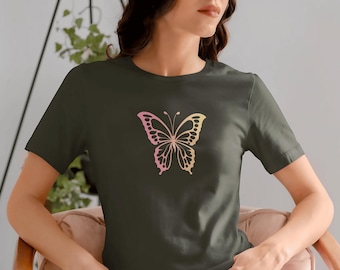 Beautiful Butterfly T-Shirt - Nature-Inspired Butterfly Graphic Tee, Elegant Design, Perfect for Animal and Nature Lovers, gift for her
