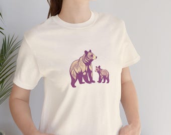 Mama Bear and Cub T-Shirt, Cute Animal Family Graphic Tee, Bear Mom Shirt, Baby Bear Cub Graphic, Nature Lover T-Shirt, gift for her