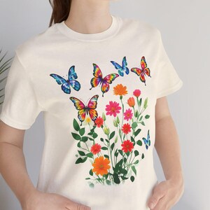Flowers and Butterflies T-Shirt - Colorful Flowers and Butterflies Tee, Nature-Inspired Design, Vibrant and Fun T-Shirt for Nature Lovers