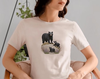 Mama Bear and Cubs T-Shirt, Cute Animal Family Graphic Tee, Bear Mom Shirt, Bear Cubs tee, Nature Lover T-Shirt, gift for her